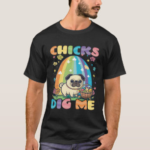 Hühnchen stehen auf mich Pug Christliches Ostern T-Shirt