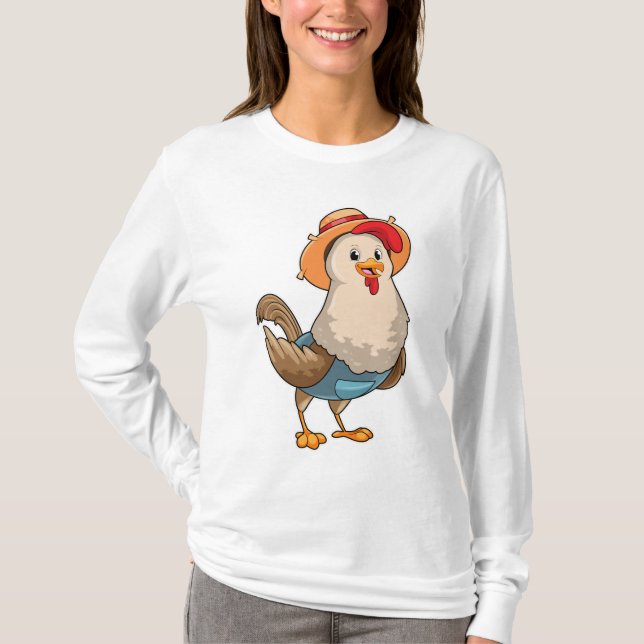 Hühner als Bauer mit Hut T-Shirt (Vorderseite)