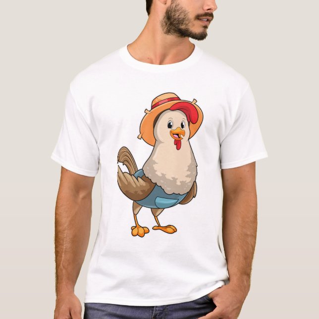 Hühner als Bauer mit Hut T-Shirt (Vorderseite)