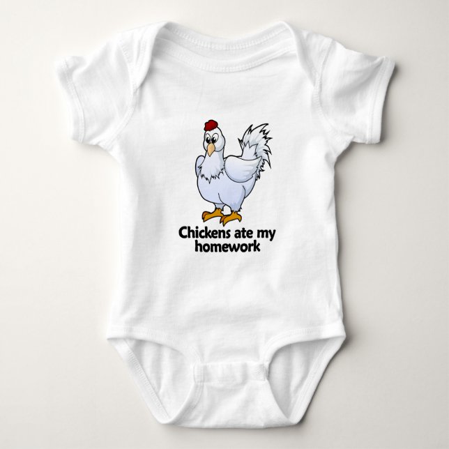 Hühner aßen meine Hausaufgaben Baby Strampler (Vorderseite)