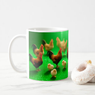 Hühner auf grünem Hintergrund Kaffeetasse