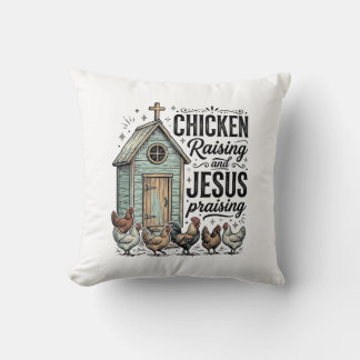 Hühner aufziehendes Jesus preisendes Vintage-Farm- Kissen