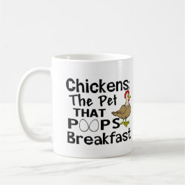 Hühner das Haustier, das das Frühstück kacke Kaffeetasse