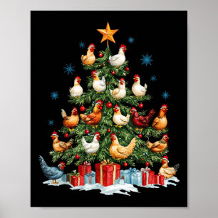 Hühner festivals Fowl Weihnachtsbaum Orna Poster