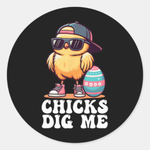 Hühner finden mich lustig Ostern Kleinkind Jungen Runder Aufkleber