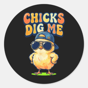 Hühner finden mich lustig von Chick Sungles Retro Runder Aufkleber