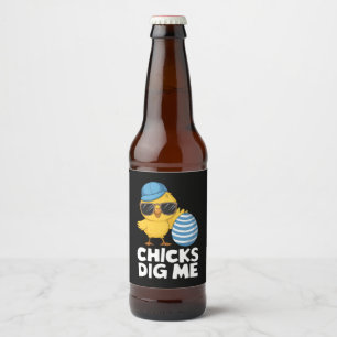 Hühner finden mich Ostern Lustige Eierjagd Bierflaschenetikett