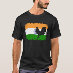 Hühner für das Spiel vintage Indien indische Flagg T-Shirt