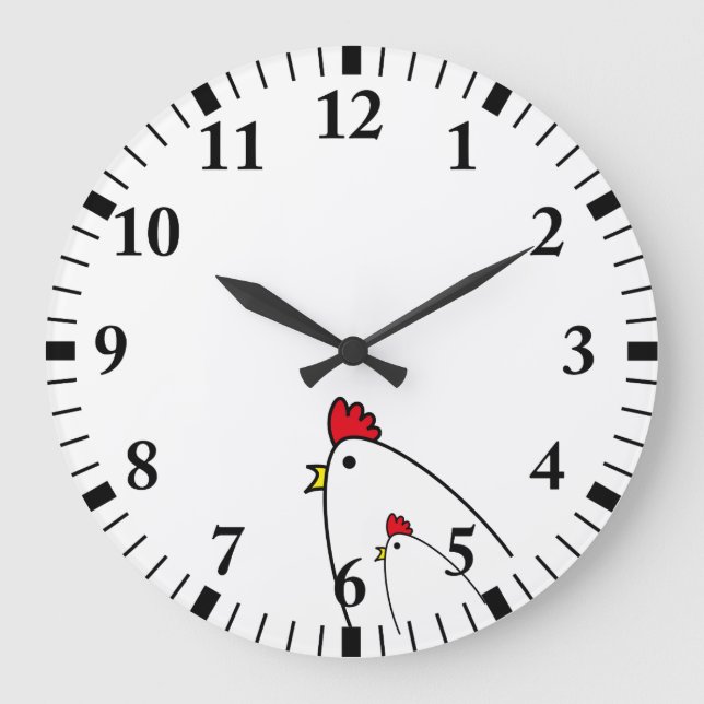 Hühner Große Wanduhr (Vorderseite)
