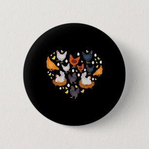 Hühner Herz Liebe Hühnerdame Frauen Männer Kinder  Button