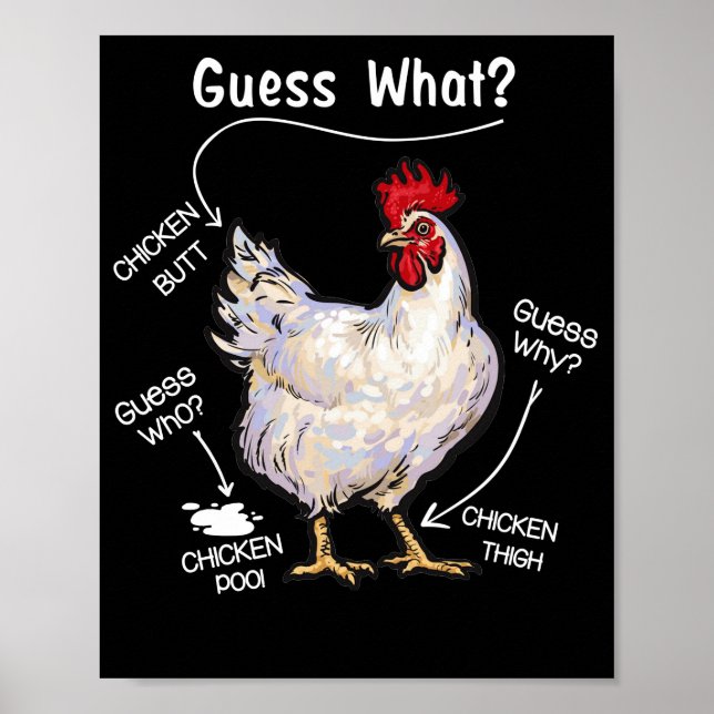 Hühner-Hintern raten, was Hühnchen-Ding raten, wer Poster (Vorne)