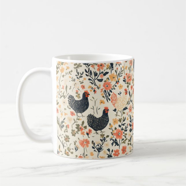 Hühner, Hühner \ Blume Hütte Kaffeetasse (Links)