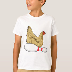 Hühner im Bowling mit Bowling Button T-Shirt