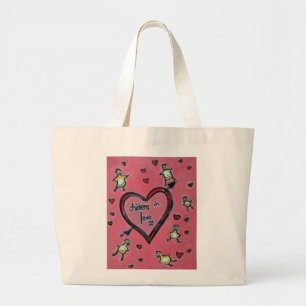 Hühner in der Liebe-Taschen-Tasche Jumbo Stoffbeutel
