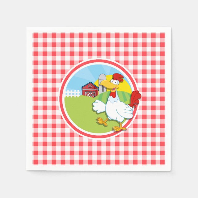 Hühner in landwirtschaftlichen Betrieben; Rot und  Serviette (Vorderseite)