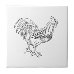 Hühner in Pen und Tinte Fliese