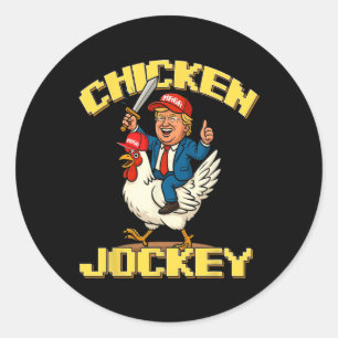Hühner-Jockey-Trump-lustiges-Meme 1 Runder Aufkleber