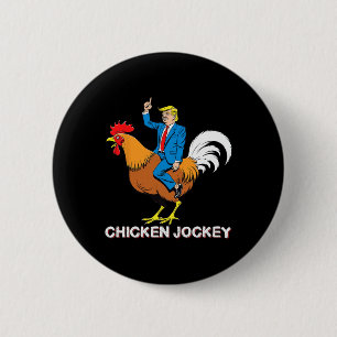 Hühner-Jockey-Trump-lustiges-Meme-surrealer-Humor- Button