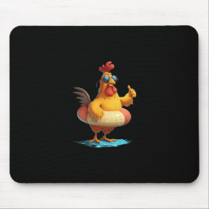 Hühner mit Daumen hoch im Urlaubspoolring-Kostüm  Mousepad