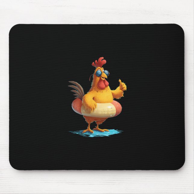 Hühner mit Daumen hoch im Urlaubspoolring-Kostüm  Mousepad (Vorne)