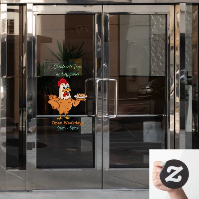 Hühner mit Eiern auf dem Cartoon Fensteraufkleber (Büro Tür)