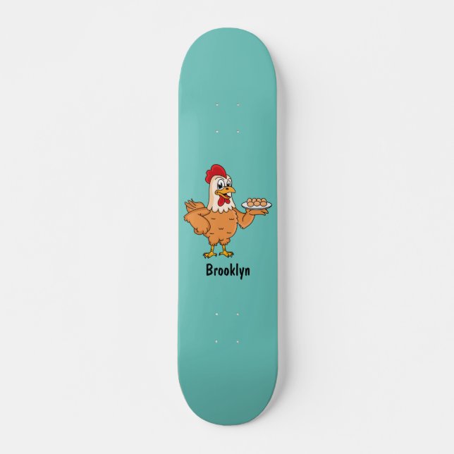 Hühner mit Eiern auf dem Cartoon Skateboard (Vorne)