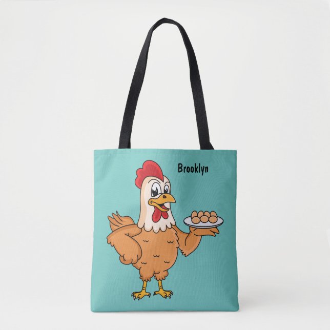 Hühner mit Eiern auf dem Cartoon Tasche (Vorderseite)