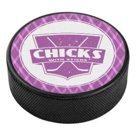 Hühner mit Eishockeyschläger Eishockey Puck