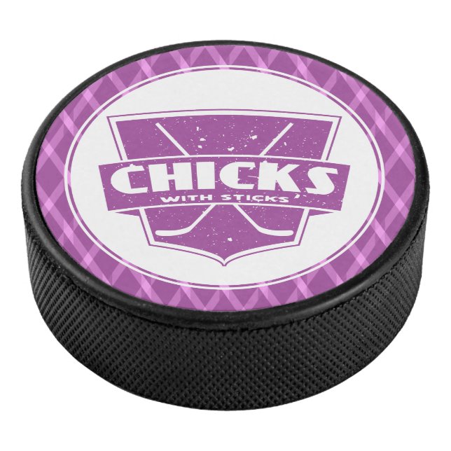 Hühner mit Eishockeyschläger Eishockey Puck (3/4)