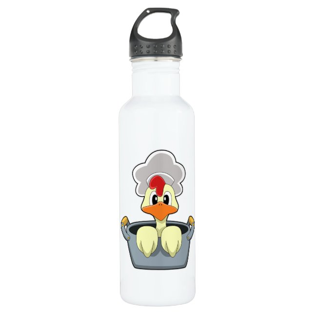 Hühner mit Kochtopf Edelstahlflasche (Vorderseite)