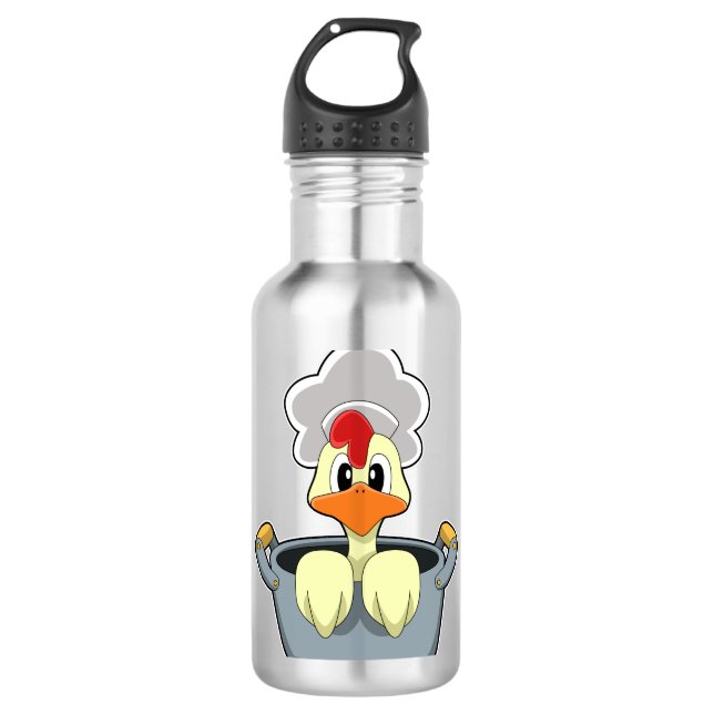 Hühner mit Kochtopf Edelstahlflasche (Vorderseite)