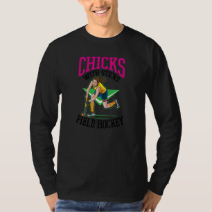 Hühner mit Stangen-Hockey T-Shirt