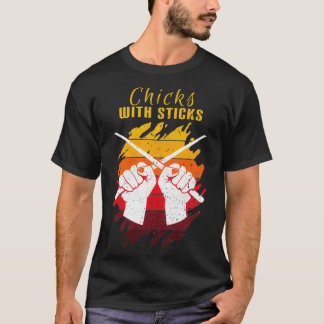 Hühner mit Sticks Drummer Girl  T-Shirt