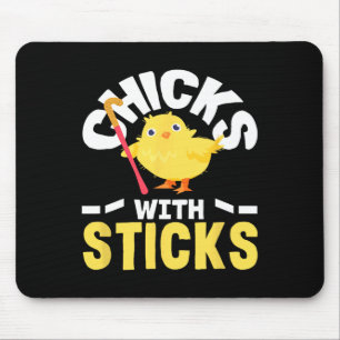 Hühner Mit Stöcken Feldhockey-Spieler-Spaß  Mousepad