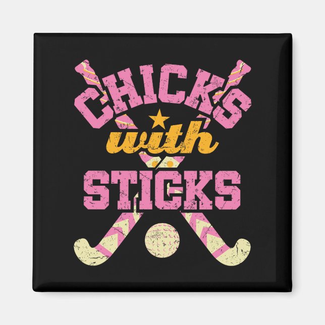 Hühner mit Stöcken Field Hockey Women Magnet (Vorne)