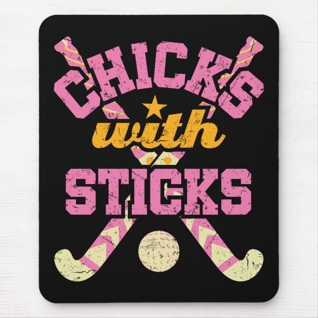 Hühner mit Stöcken Field Hockey Women Mousepad (Vorne)