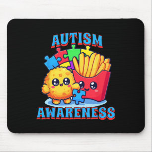 Hühner-Nugget und Franzosen-Friesen-Autismus-Bewus Mousepad