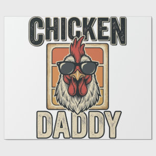 Hühner-Papa Lustiger Hahn Retro-Vektor-Shirt_1 Geschenkpapier