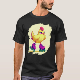 Hühner-Rollschuhe Bauernhof-Tier-Rollschuh Roller T-Shirt