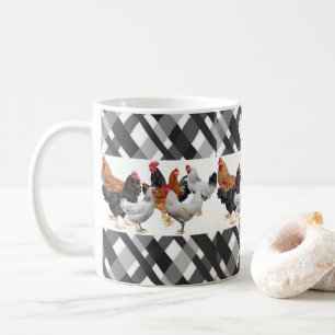 Hühner Schwarz-weiße Karierte Tasse