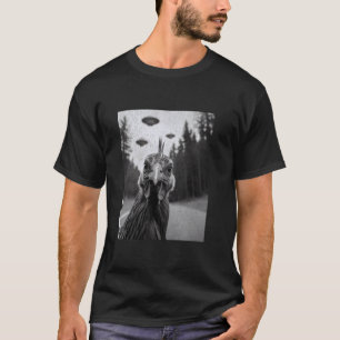 Hühner-Selfie mit Alien-UFO, lustige UFO-Bauernhof T-Shirt