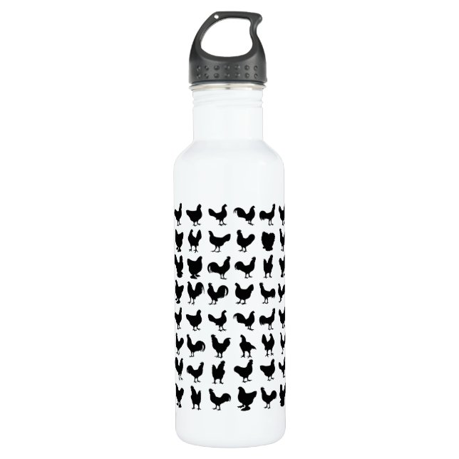 Hühner-Silhouetten Trinkflasche (Vorderseite)
