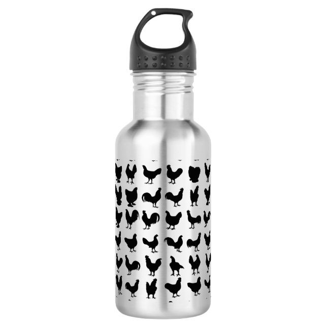 Hühner-Silhouetten Trinkflasche (Vorderseite)