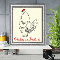Hühner sind wunderschöne Hasen-Cockerel-Art Zeichn