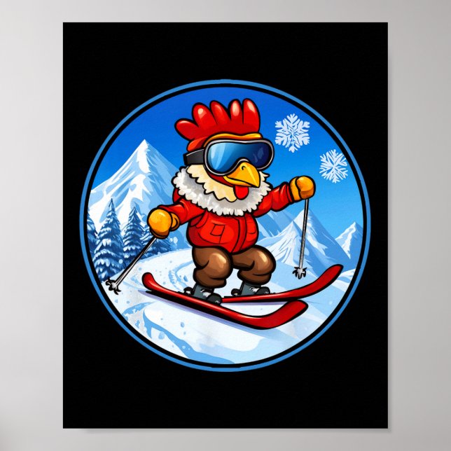 Hühner-Ski Poster (Vorne)