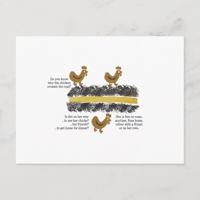 Hühner überqueren die Postkarte (Vorderseite)