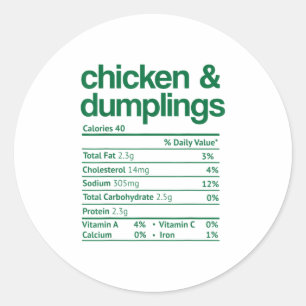 Hühner und Dumplings - Nährwerte Runder Aufkleber