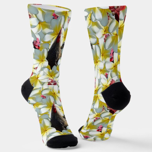 Hühner und Frangipanis, Crew Socken (Gewinkelt)