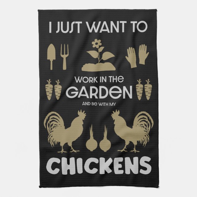 Hühner und Gartenbetriebe Geschirrtuch (Vertikal)