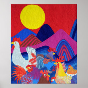 Hühner und Hähne Poster